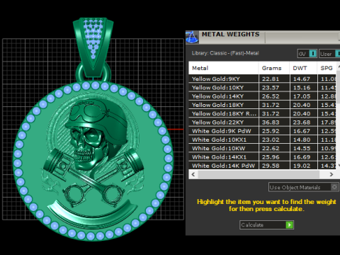 Gold skull pendant Modello di stampa 3D