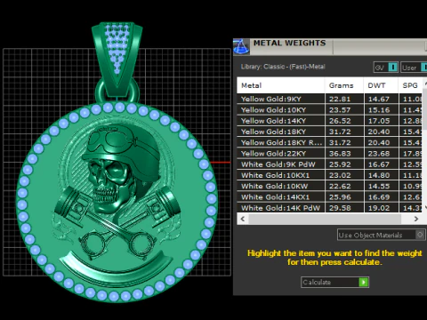 Gold skull pendant 3D Print Model
