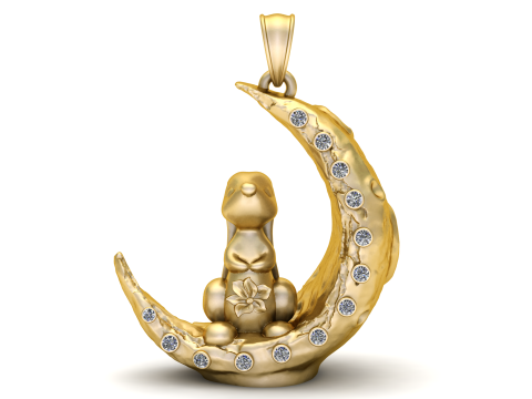 GOLD DOG WITH MOON PENDANT Modèles 3D en vedette