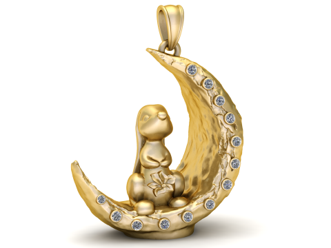 GOLD DOG WITH MOON PENDANT 3D 打印模型