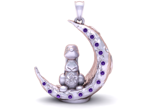 GOLD DOG WITH MOON PENDANT 3D 打印模型