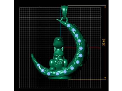 GOLD DOG WITH MOON PENDANT 3D 打印模型