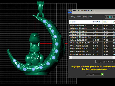 GOLD DOG WITH MOON PENDANT 3D 打印模型