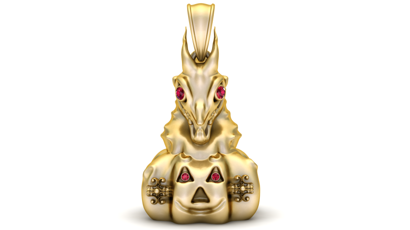 Golden Dragon with Golden Pumpkin 3Dプリントモデル .c4d .max .obj .3ds .fbx .stl .blend