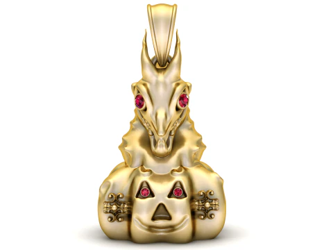 Gouden Draak met Gouden Pompoen 3D printmodel