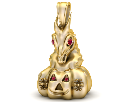 Golden Dragon with Golden Pumpkin 3Dプリントモデル