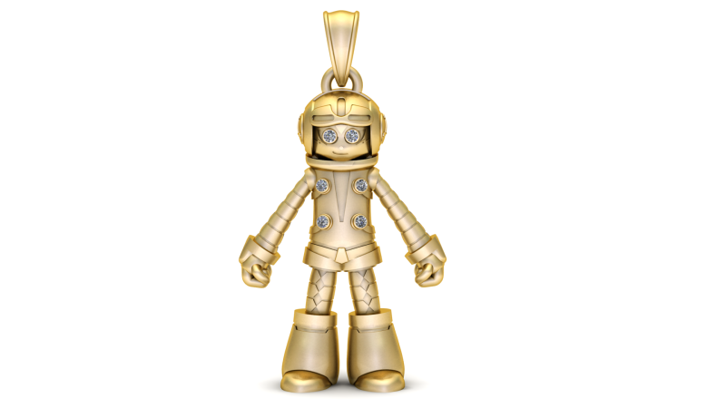 GOLDEN CUTE ROBOTE PENDANT 3D printmodel .c4d .max .obj .3ds .fbx .stl .blend 
