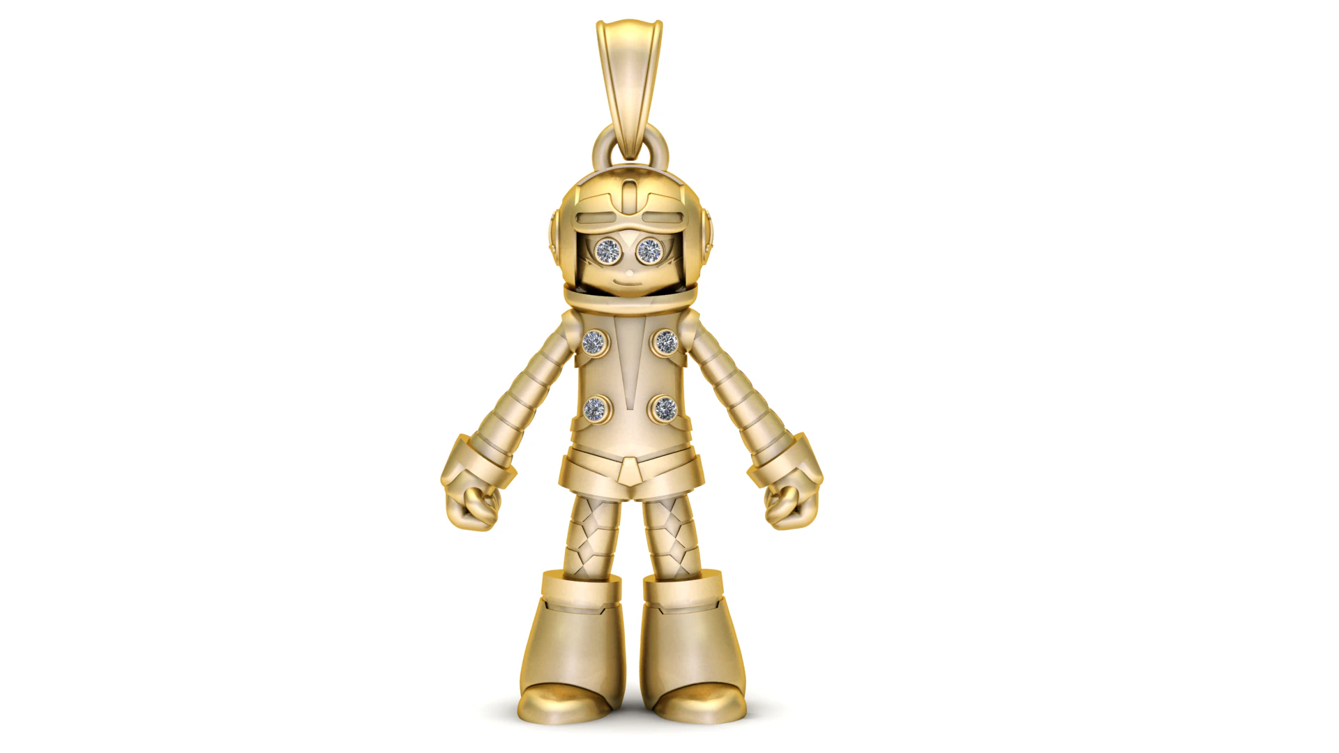 GOLDEN CUTE ROBOTE PENDANT 3D Print Model .c4d .max .obj .3ds .fbx .stl .blend