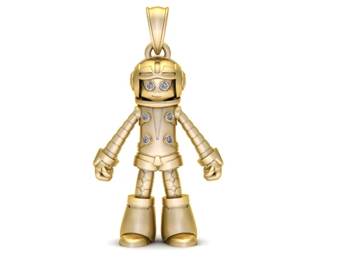 ЗОЛОТИЙ МИЛИЙ РОБОТИЧНИЙ КУЛОН 3D Принт Модель