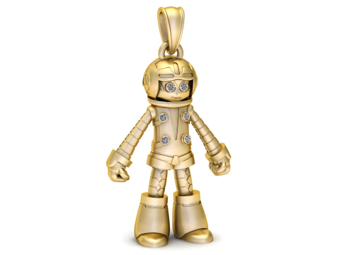 GOLDEN CUTE ROBOTE PENDANT 3D Print Model