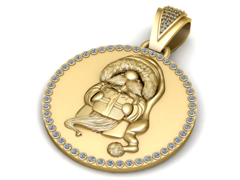 GOLDEN SANTA PENDENT 3D Print Model