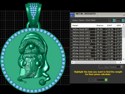 GOLDEN SANTA PENDENT 3D Print Model