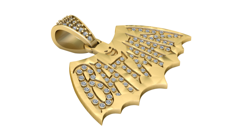 Golden Bat Diamond Pendant Modello di stampa 3D .c4d .max .obj .3ds .fbx .stl .blend 