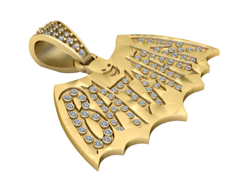 Pendentif Diamant Chauve-Souris Dor&eacute; Modèles 3D en vedette