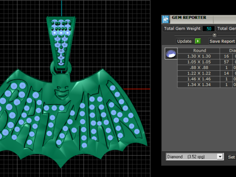 Golden Bat Diamond Pendant Modello di stampa 3D