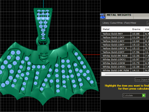 Golden Bat Diamond Pendant Modello di stampa 3D