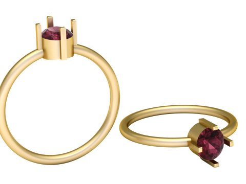 Golden Solitaire Ruby Ring Modelo de impresión 3D