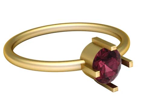 Golden Solitaire Ruby Ring 3D Print Model