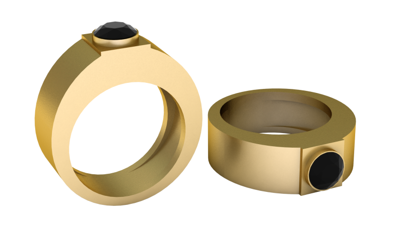 Modern Black Onyx Gold Ring 3D Print Model .c4d .max .obj .3ds .fbx .stl .blend 