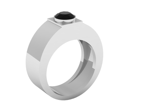 Modern Black Onyx Gold Ring 3D Print Model