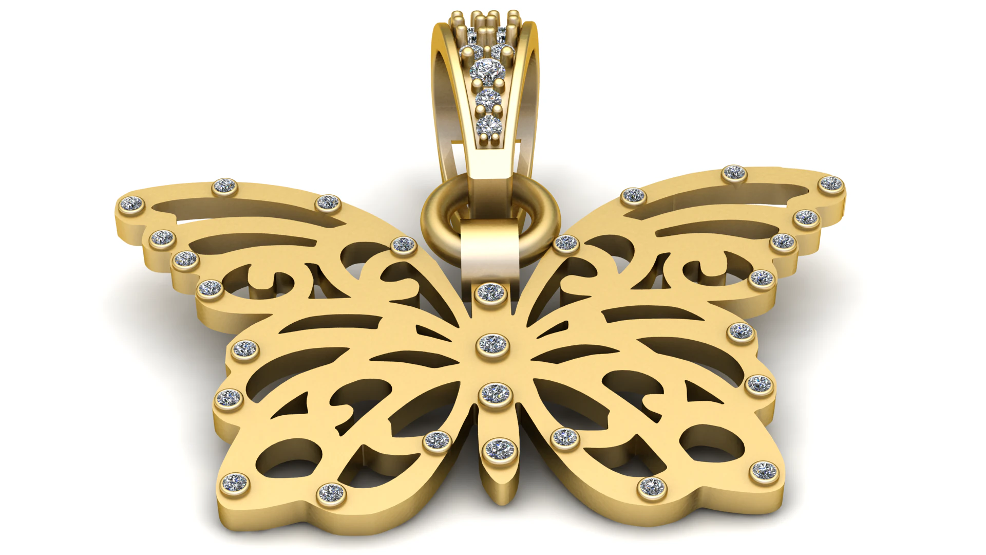 Golden Butterfly Pendant 3D Print Model .c4d .max .obj .3ds .fbx .stl .blend