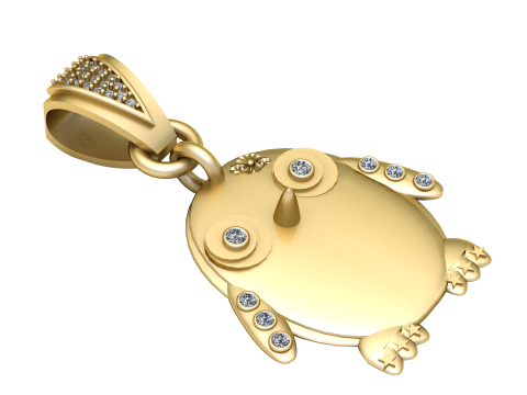 Golden Owl Pendant 3D Print Model