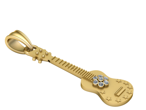 Golden Guitar Pendant Model do druku 3D