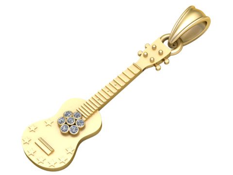 Golden Guitar Pendant 3D प्रिंट मॉडल