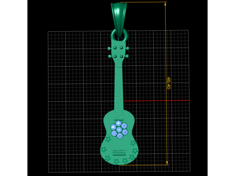 Golden Guitar Pendant 3D प्रिंट मॉडल