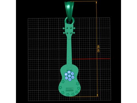 Golden Guitar Pendant 3D Print Model