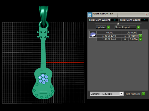 Golden Guitar Pendant 3D प्रिंट मॉडल