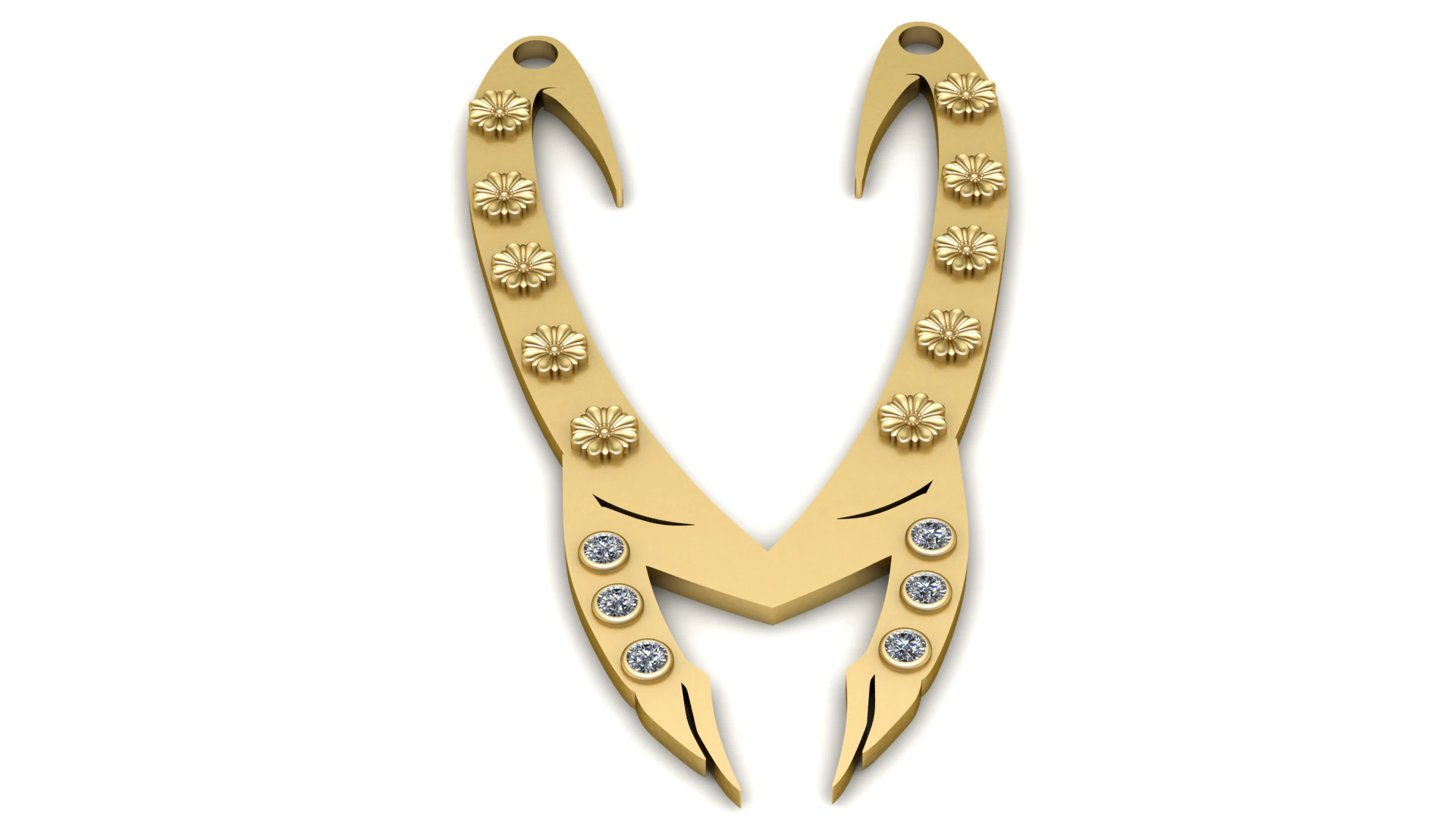 Floral Claw V-Pendant 3D Print Model .c4d .max .obj .3ds .fbx .stl .blend