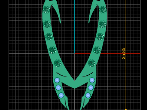 Pendentif en V à griffe florale Modèles 3D en vedette