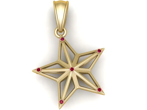 Geometric Star Pendant 3D Print Model