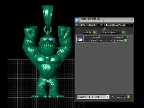 Gorilla Pendant 3D Print Model