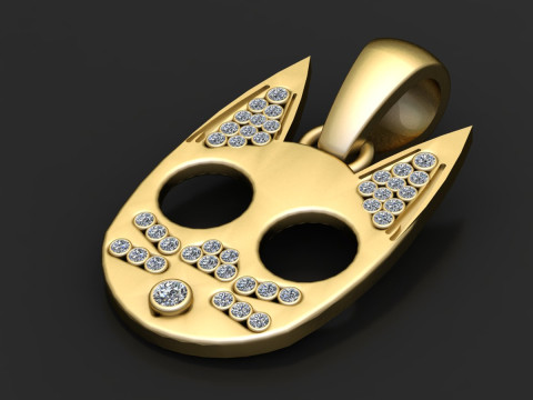 Mystic Cat Face Pendant 3D Print Model