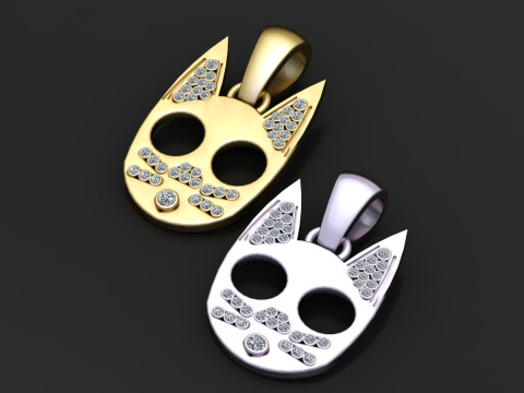 Mystic Cat Face Pendant 3D Print Model