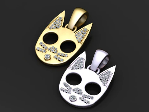 Mystic Cat Face Pendant 3D Print Model