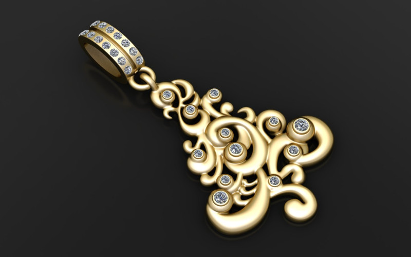 Baroque Bloom Pendant 3D Print Model .c4d .max .obj .3ds .fbx .stl .blend