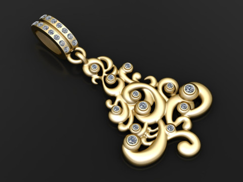 Baroque Bloom Pendant 3D Print Model