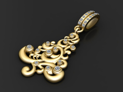 Baroque Bloom Pendant 3D Print Model