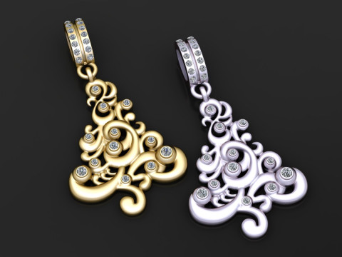 Baroque Bloom Pendant 3D Print Model