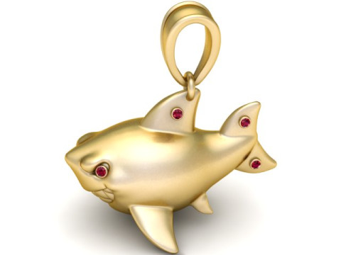 Shark Pendant 3Dプリントモデル