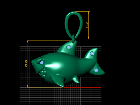 Shark Pendant 3Dプリントモデル
