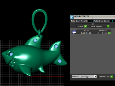 Shark Pendant 3Dプリントモデル
