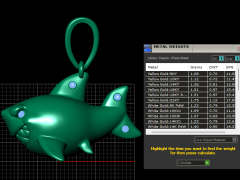 Shark Pendant 3Dプリントモデル
