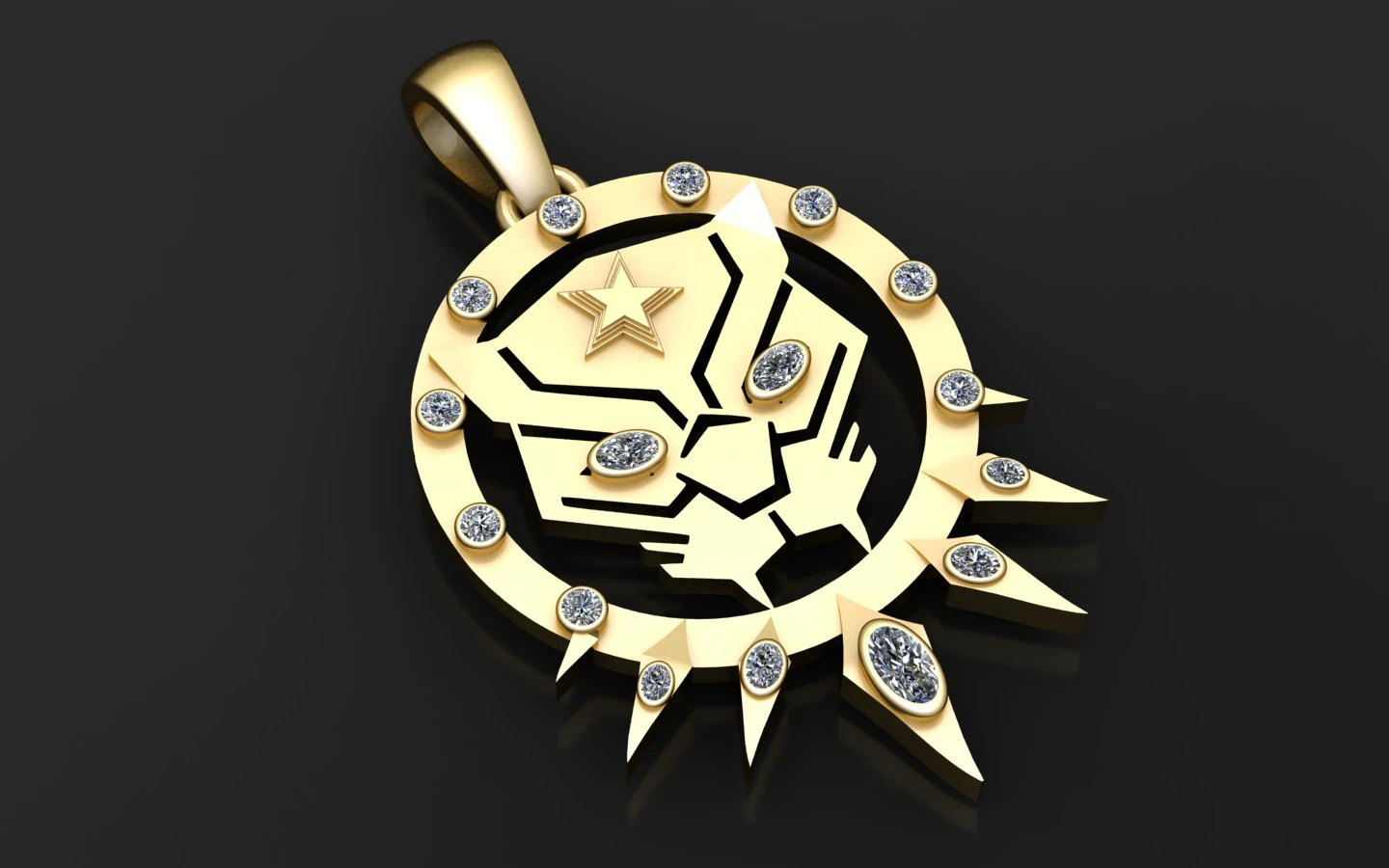 Panther Head Pendant 3D Print Model .c4d .max .obj .3ds .fbx .stl .blend 