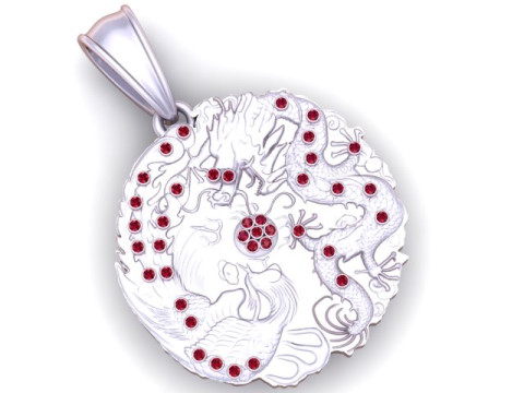 ड्रैगन फीनिक्स पेंडेंट 3D प्रिंट मॉडल