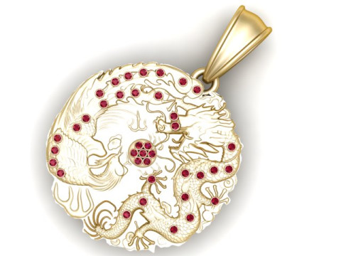 ड्रैगन फीनिक्स पेंडेंट 3D प्रिंट मॉडल