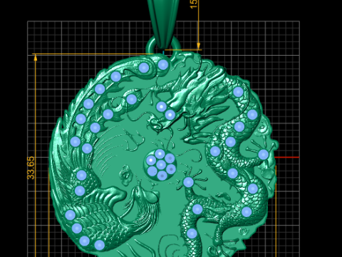 ड्रैगन फीनिक्स पेंडेंट 3D प्रिंट मॉडल